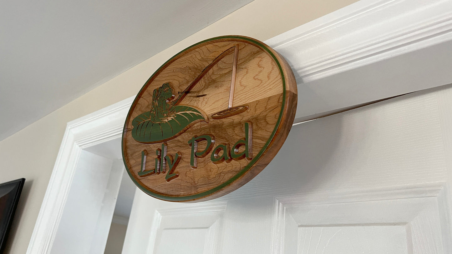 3D relief carved wooden plaque.