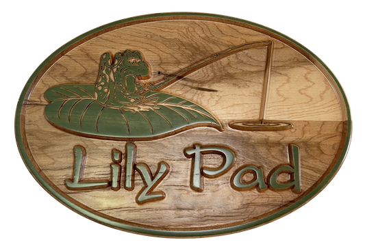 3D relief carved wooden plaque.